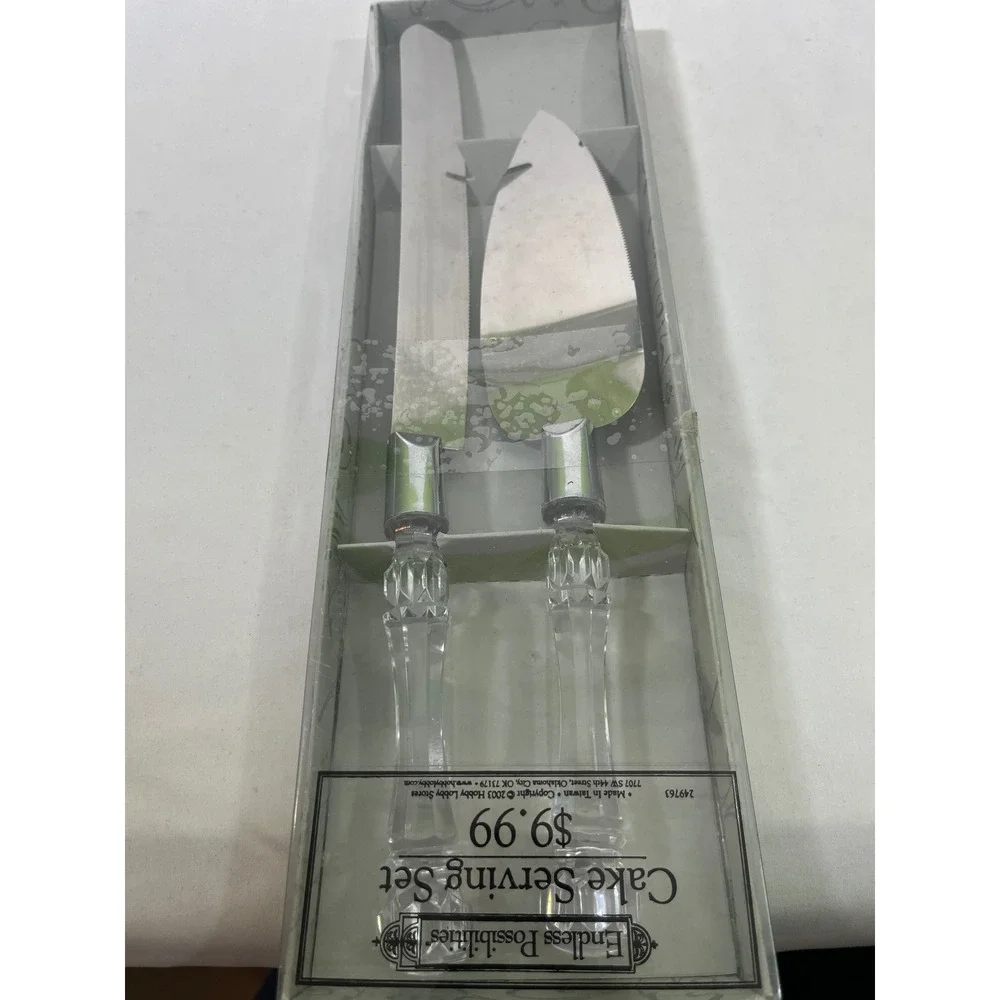 VTG 2003‎ Endless Possibilities Cake Serving Set Stainless Steel Clear Handles